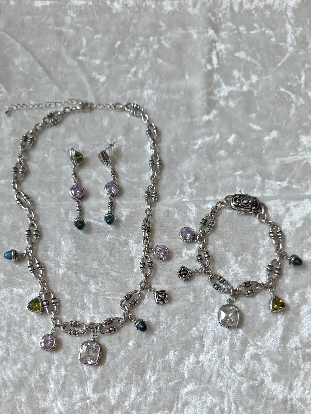 Park Lane Rare Vintage "Gems" Collection Silver Necklace, Bracelet, Earrings Set